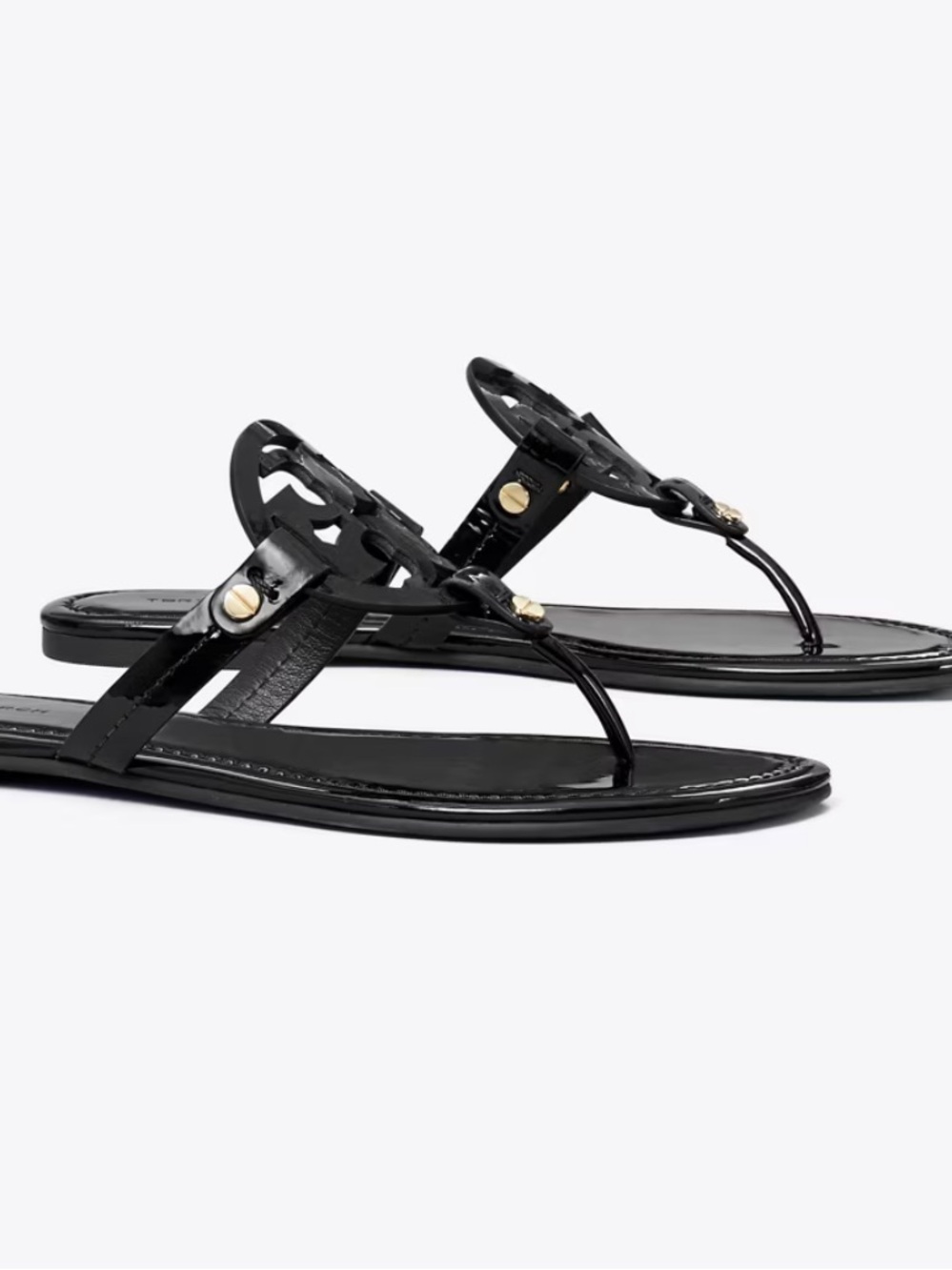 Tory Burch Miller Patent Thong Sandals in Black